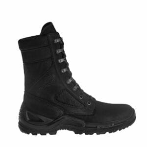 Wysokie czarne buty taktyczne Prabos bez membrany na lato z cholewką z cordury.